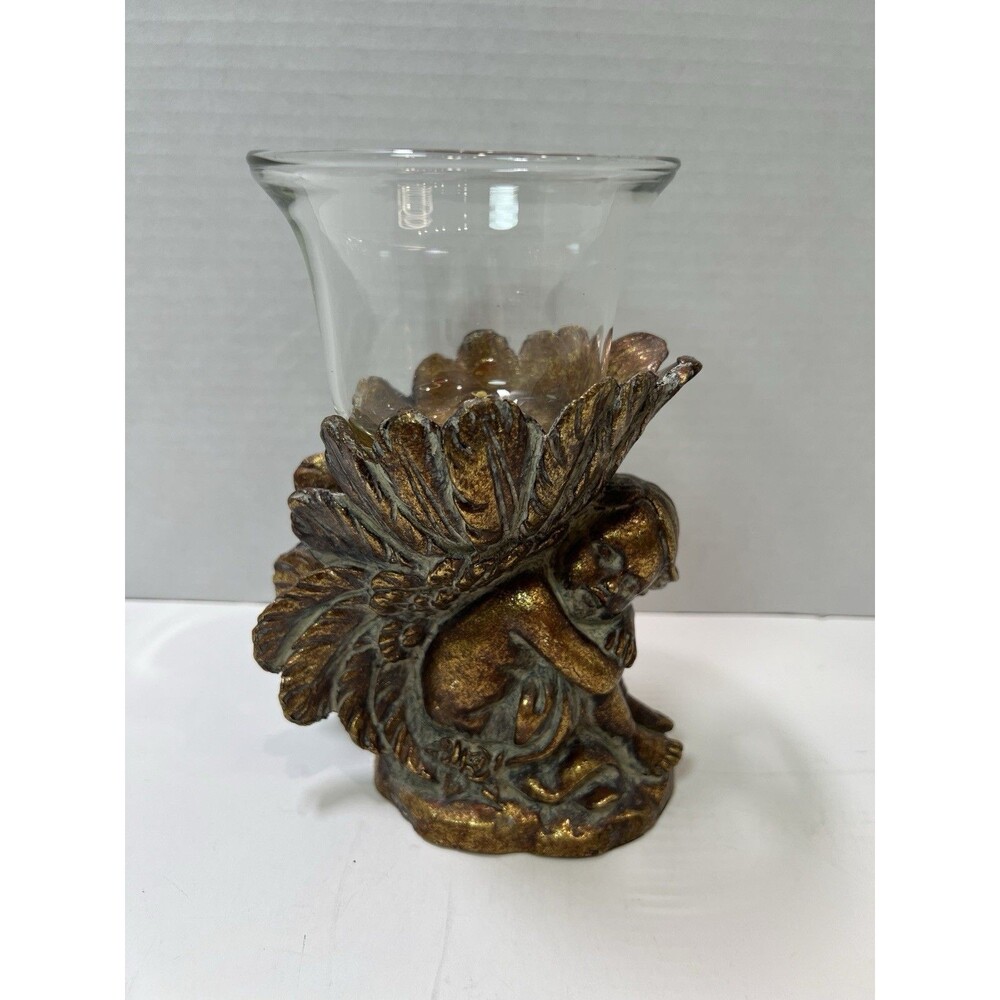 Gold Cherub Angel Stand Gold Decorated Glass Globe Candles Christmas HD Designs